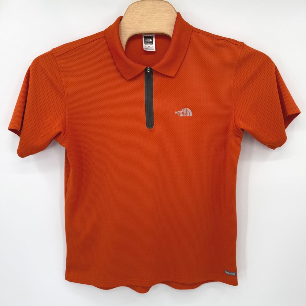 The North Face Polo Men M Orange VaporWick Quarter Zip Short Sleeve Activewear
